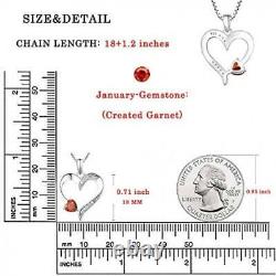 Heart Necklaces Sterling Silver Heart Pendant January Birthstone Necklace Gifts