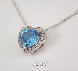 Heart Shape 0.60 ct Topaz Diamond Necklace 925 Sterling Silver Jewelry Gift HG