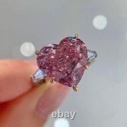 Heart Shape Ring Pink & White Women Jewelry CZ 925 Sterling Silver Gift For Her