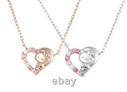 Hello Kitty Necklace Silver 925 pink rainbow heart Charm Sanrio for gift Japan