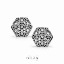 Hexagon Mil Grain Round Cut Solid 925 Silver Cuff Links Fine Men's Jewelry Gift