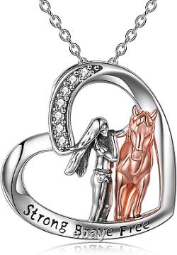 Horse Pendant Necklace Jewelry Sterling Silver Girls with Horse Gift for Women G