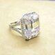 Huge 10ct Large Halo Emerald Cut Engagement Cocktail 925 Silver Ring Party Gift