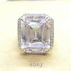 Huge 10ct Large Halo Emerald Cut Engagement Cocktail 925 Silver Ring Party Gift