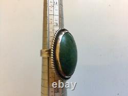 Huge 30s Dead Pawn Navajo GiftSterling Silver Green Turquoise RingSz6Free SHP