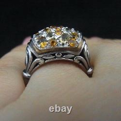 JOHN HARDY 18k Yellow Gold Sterling Silver 925 Citrine Gemstone Ring Estate Gift