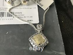 JOHN HARDY Womens Gift Set Hammered Gold & Silver Quadrangle Pendant With Earring