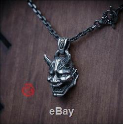 Japan Hannya Pendant Necklace Original Design Men's Gift Jewelry 925 Silver Punk