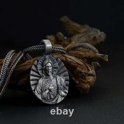 Jesus Christ Men's Silver Necklace Christianity Jewelry Religious Gift