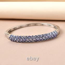 Jewelry 925 Silver Platinum Plated Blue Natural Tanzanite Bangle Cuff Bracelet