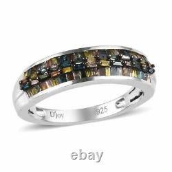 Jewelry 925 Sterling Silver Green Yellow Diamond I3 Band Ring Gift Size 7 Ct 0.5