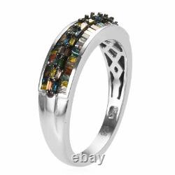 Jewelry 925 Sterling Silver Green Yellow Diamond I3 Band Ring Gift Size 7 Ct 0.5