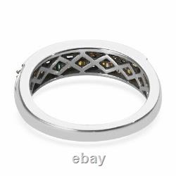 Jewelry 925 Sterling Silver Green Yellow Diamond I3 Band Ring Gift Size 7 Ct 0.5