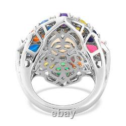 Jewelry 925 Sterling Silver Platinum Over Opal Flower Ring Gift Ct 5.3