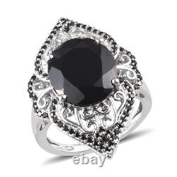 Jewelry For Women Gifts 925 Silver Platinum Over Black Spinel Ring Size 8 Ct 7.2