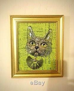 Jewelry Framed Silver Cat Portrait Art Gift Decor