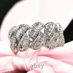 Jewelry Gifts 925 Sterling Silver Anniversary Ring Diamond Bridal Size 8 Ct 1