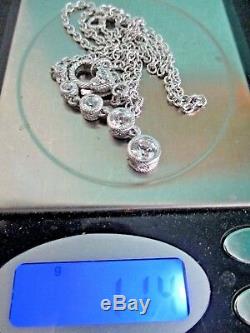 Judith Ripka Sterling Silver 118 Facet Diamonique Drop Necklace Mint w Gift Box