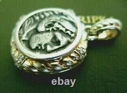 Judith Ripka Vintage Sterling Silver & Diamonique Coin Pendant Enhancer Gift Box