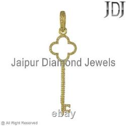 KEY Charm Natural Pave Diamond 925 Sterling Silver Handmade Jewelry Gift Pendant