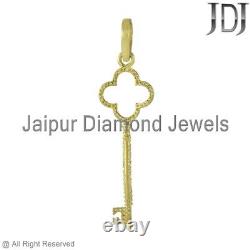 KEY Charm Natural Pave Diamond 925 Sterling Silver Handmade Jewelry Gift Pendant