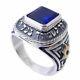 Kabbalah Ring Blue Sapphire Stone Silver 925 Gold 9K Jewelry Jewish Gift Rings