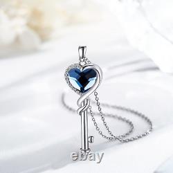 Key to Heart Necklace Sterling Silver Key Pendant Necklace Women Gifts for Her C