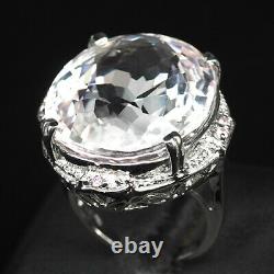 Kunzite Pink Oval 42.90 Ct. Sapp 925 Sterling Silver Ring Sz 6.25 Gift Jewelry