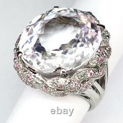 Kunzite Soft Pink Oval 40.10 Ct. 925 Sterling Silver Ring Size 7 Jewelry Gift