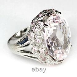 Kunzite Soft Pink Oval 40.10 Ct. 925 Sterling Silver Ring Size 7 Jewelry Gift