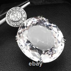 Kunzite Soft Pink Oval 55.10 Ct. Sapp 925 Sterling Silver Pendant Gift Jewelry