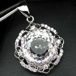 Kunzite Soft Pink Round 41 Ct. Sapphire 925 Sterling Silver Pendant Gift Jewelry