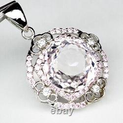 Kunzite Soft Pink Round 41 Ct. Sapphire 925 Sterling Silver Pendant Gift Jewelry