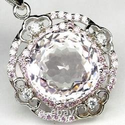 Kunzite Soft Pink Round 41 Ct. Sapphire 925 Sterling Silver Pendant Gift Jewelry