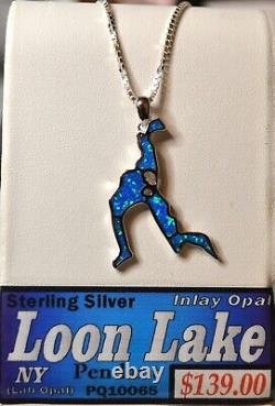 LOON LAKE NY Opal & STERLING SILVER NECKLACE FREE SHIPPING -GIFT