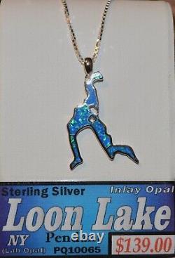 LOON LAKE NY Opal & STERLING SILVER NECKLACE FREE SHIPPING -GIFT