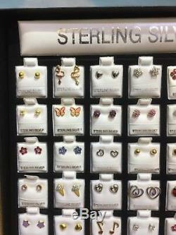 LOT 36 Lady Girl GENUINE 925 STERLING SILVER DESIGNER STUD EARRINGS Resell Gifts