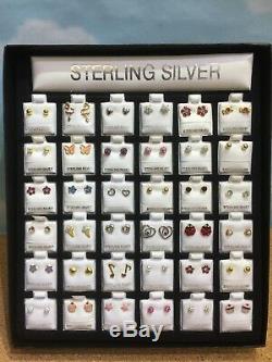 LOT 36 Lady Girl GENUINE 925 STERLING SILVER DESIGNER STUD EARRINGS Resell Gifts