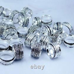 LOT! 925 Silver Plated Mix Spinner Handmade Ethnic Jewelry Wholesale Ring