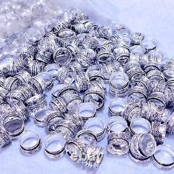 LOT! 925 Silver Plated Mix Spinner Handmade Ethnic Jewelry Wholesale Ring