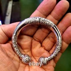 LOTUS Artisan Tribal Round Sterling Silver 925 Bangle Cuff Jewelry Bracelet Gift