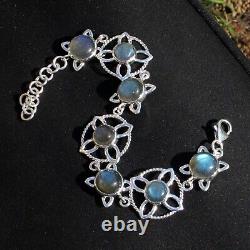 Labradorite Gemstone Handmade 925 Silver Jewelry Women Gift Designer Bracelet 7