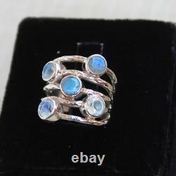 Labradorite Rainbow Moonstone Multi Stone Ring, 925 Sterling Silver Jewelry, Gift