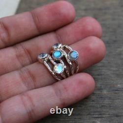 Labradorite Rainbow Moonstone Multi Stone Ring, 925 Sterling Silver Jewelry, Gift