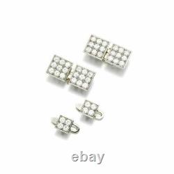 Lapel Pins & Set Handmade Solid 925 Silver Cuff Links Fine Men's Jewelry Gift