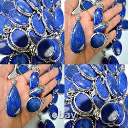 Lapis Lazuli Gemstone Pendant Lot 925 Sterling Silver Plated Jewelry Gift