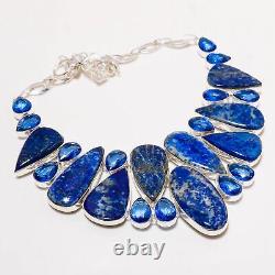 Lapis Lazuli Tanzanite Gemstone Gift Silver Plated Jewelry Necklace 18 PG 5676