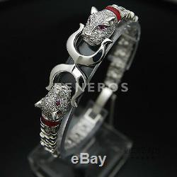 Leopard Head Earrings Necklace Bracelet Animal Cat Silver Gift Jewelry Set-R