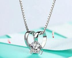 Linked Heart Pendant 925 sterling Silver Chain Necklace Jewellery Womens Gifts