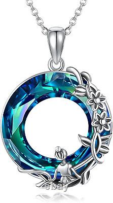 Little Girl Necklace 925 Sterling Silver Blue Crystal Pendant Girl Jewelry Gifts